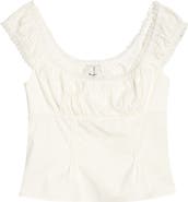 Reformation Amouret Lace Trim Square Neck Top