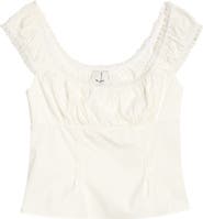 Reformation Amouret Lace Trim Square Neck Top