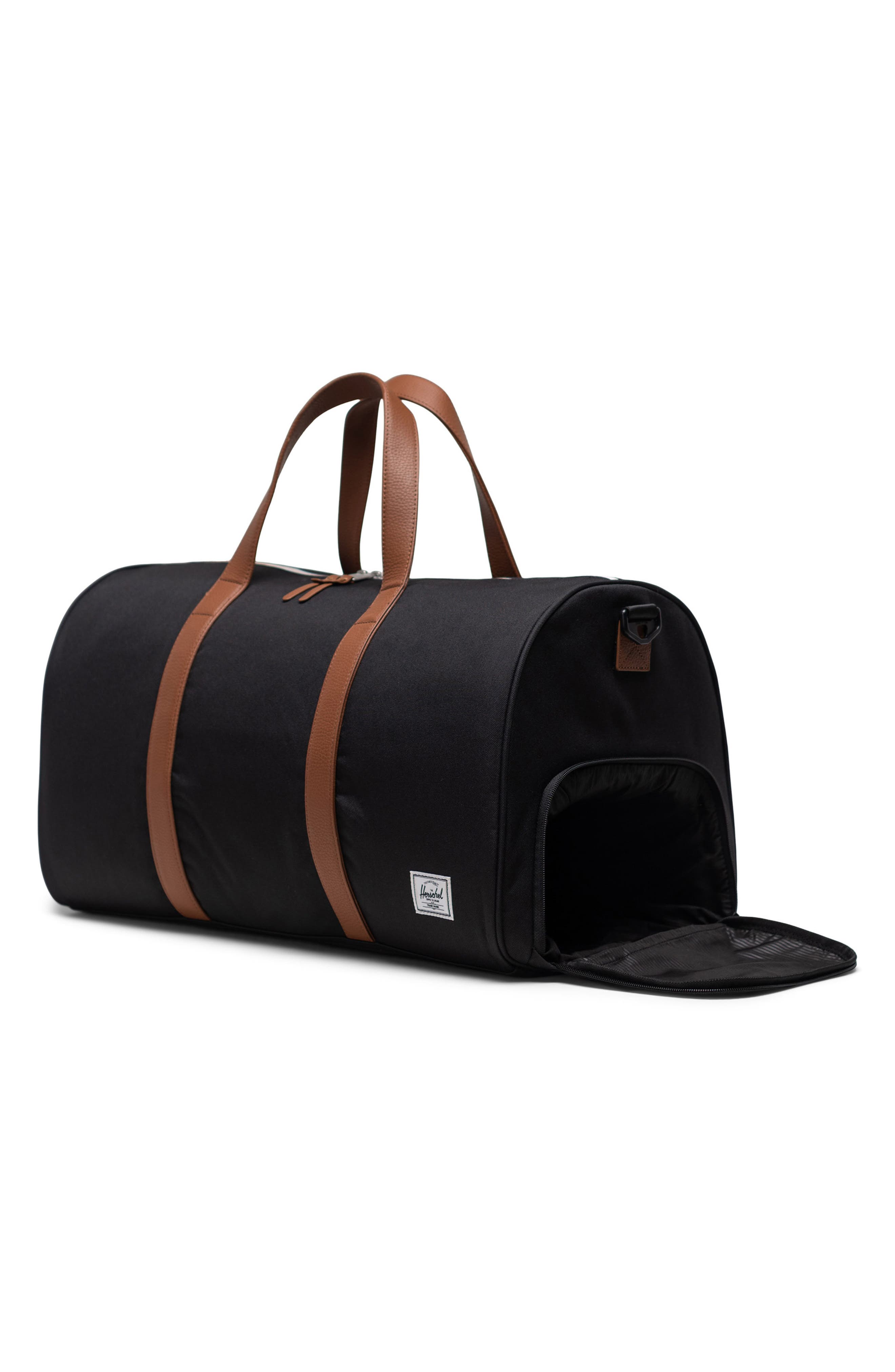 Herschel Supply Co. Novel Recycled Nylon Duffle Bag, Alternate, color, Black