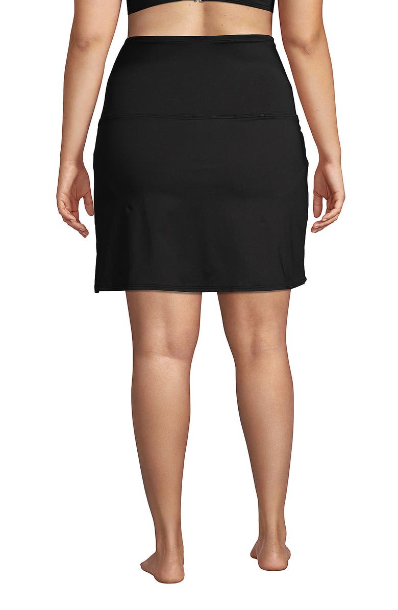 Lands' End Plus Size Ultra High Waisted Swim Skirt, Alternate, color, Black