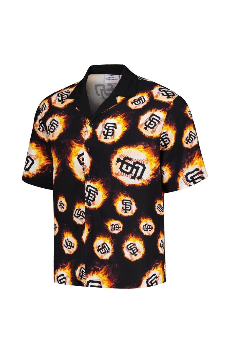 PLEASURES Men's PLEASURES  Black San Francisco Giants Flame Fireball Button-Up Shirt, Alternate, color, Black