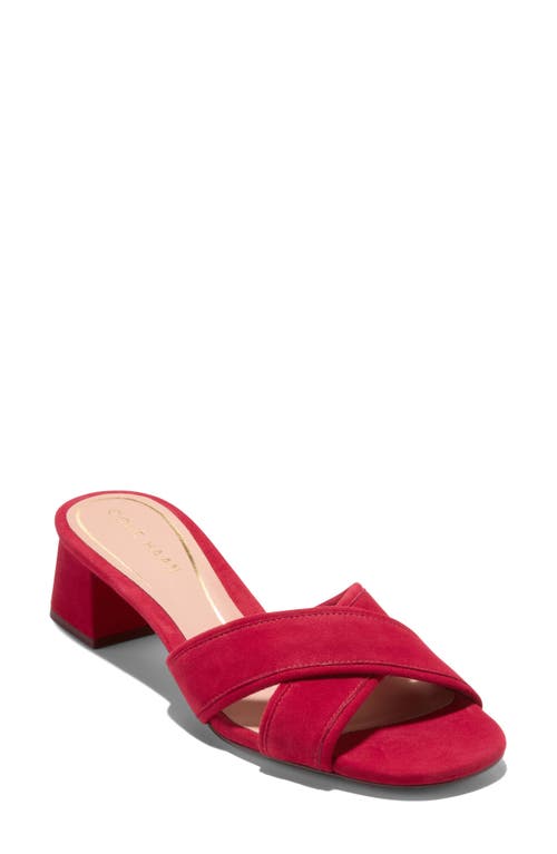 Cole Haan Landon Block Heel Sandal In Rio Red Suede