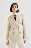 Brunello Cucinelli Sparkling cotton and viscose English rib knit blazer with monili