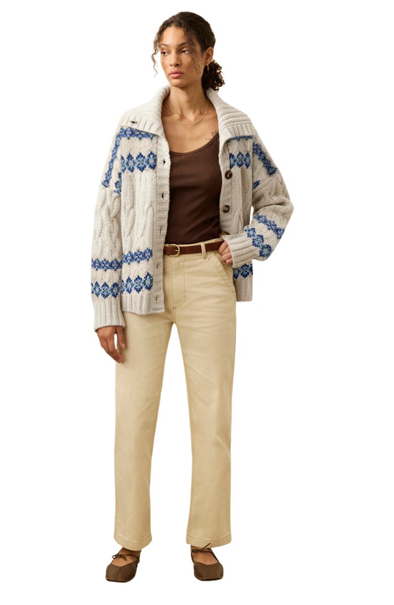 Faherty Highland Fair Isle Wool Blend Cardigan, Alternate, color, Lakeside Fairisle Snow