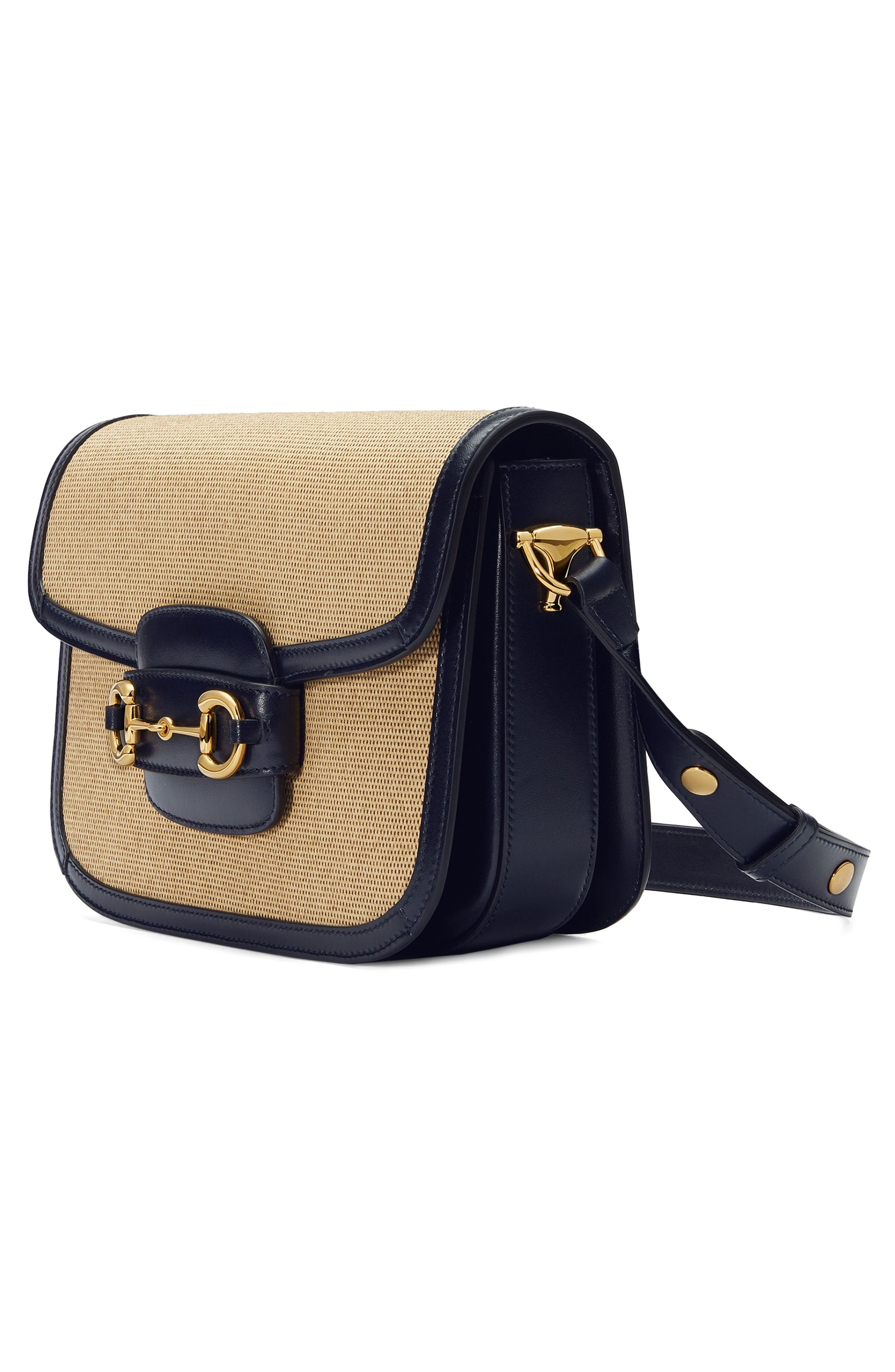 Gucci 1955 Horsebit Canvas & Leather Shoulder Bag, Alternate, color, 