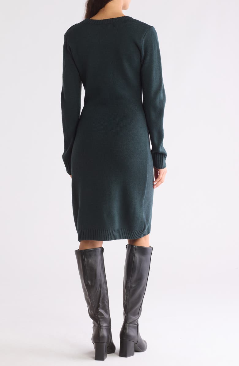 Connected Apparel Long Sleeve Sweater Dress, Alternate, color, Hunter