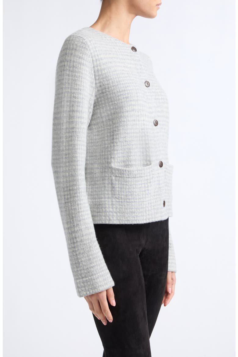 Check Print Knit Jacket, Alternate, color, HEATHER GREY/ MED H GREY