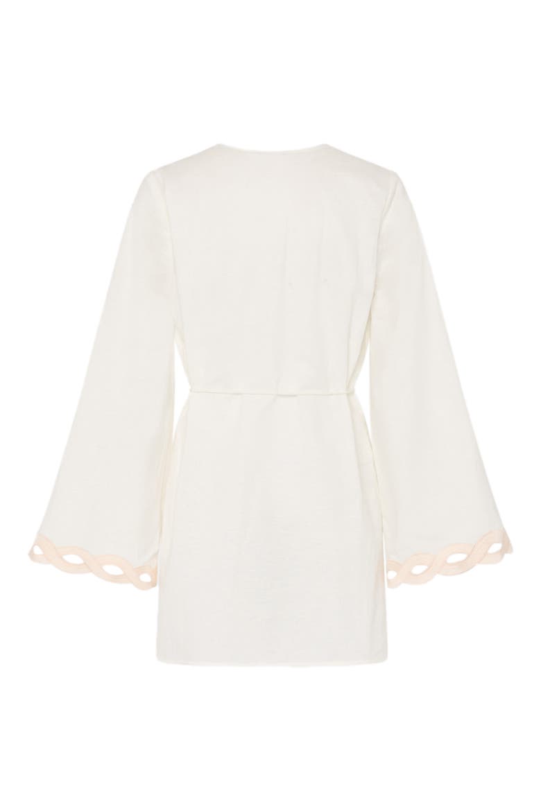 Embroidered Chain Long Sleeve Cotton & Lined Cover-Up Dress, Alternate, color, WHITE
