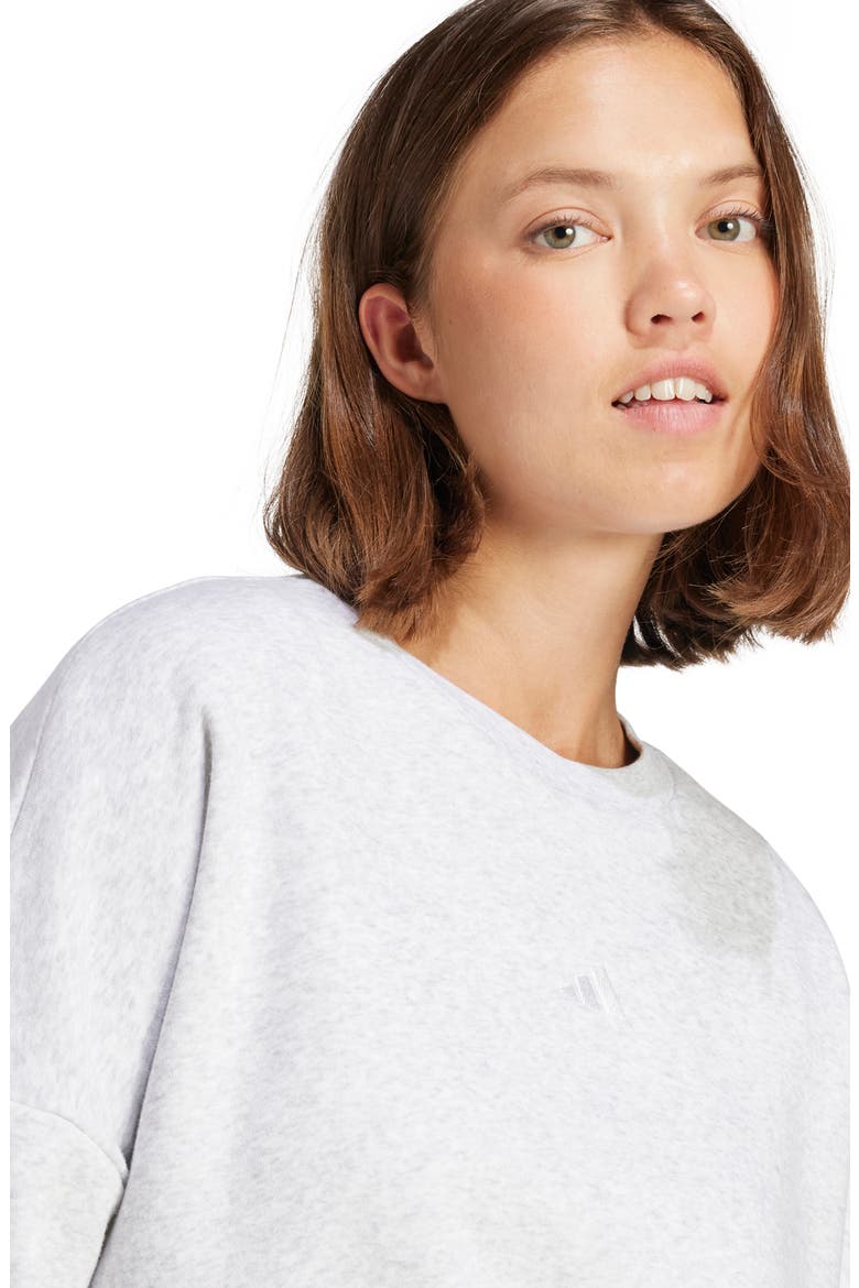 Essentials Embroidered Logo Cotton Fleece Sweatshirt, Alternate, color, LIGHT GREY HEATHER/ WHITE