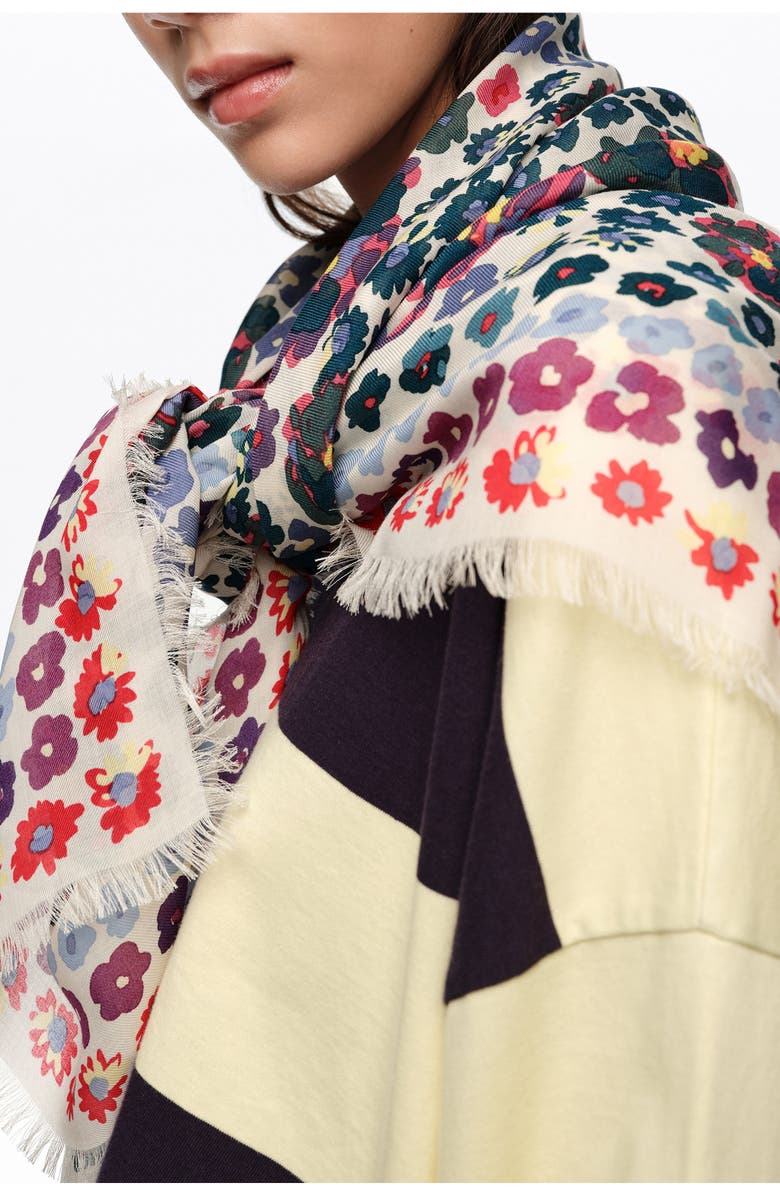 Bimba y Lola Floral Shawl SS26, Alternate, color, Off White