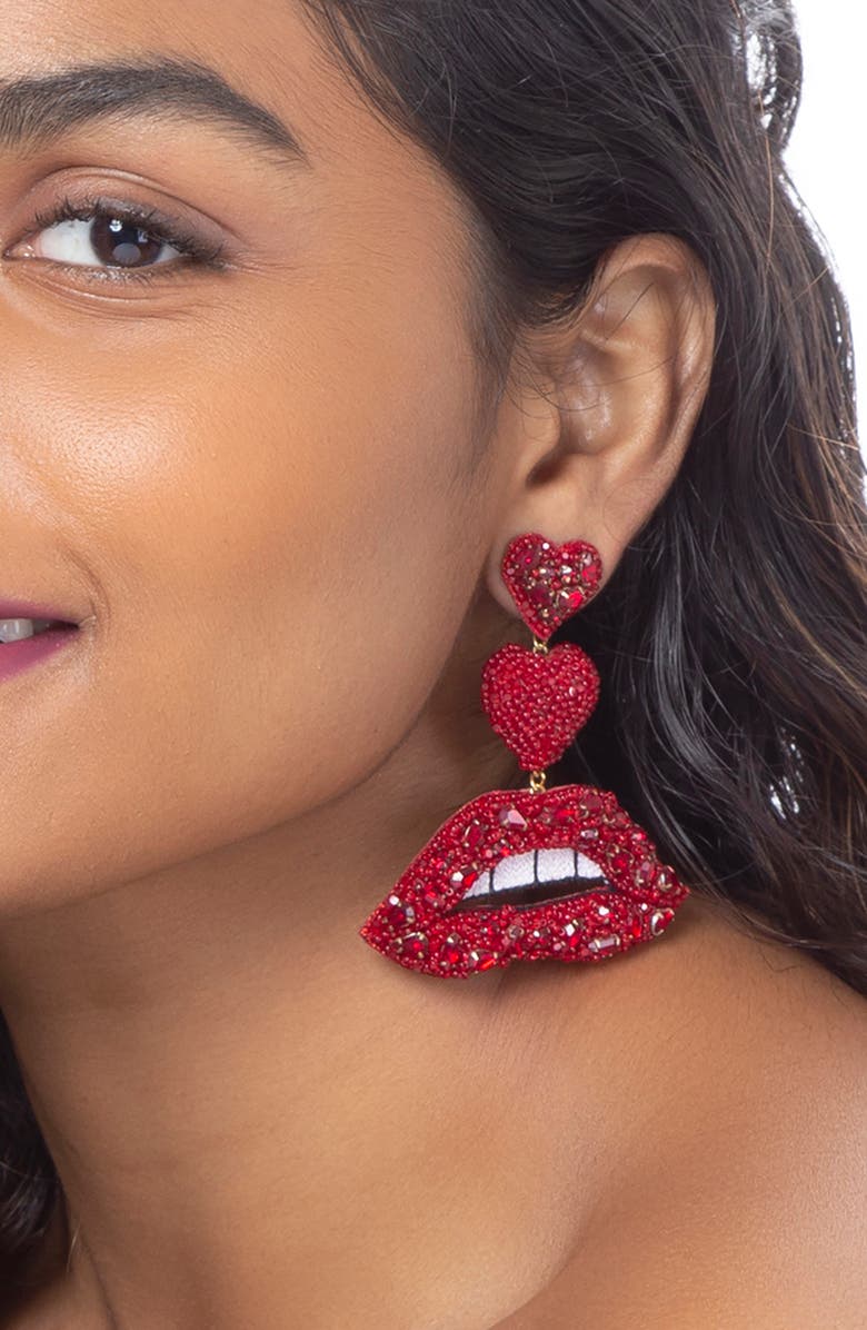 Deepa Gurnani Lips Drop Earrings, Alternate, color, 