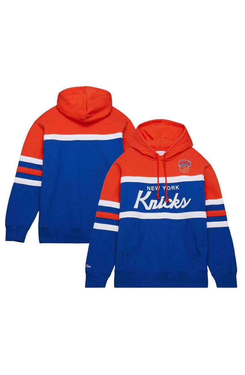 Mitchell & Ness Men's Mitchell & Ness Blue/Orange New York Knicks Head Coach Pullover Hoodie, Alternate, color, 