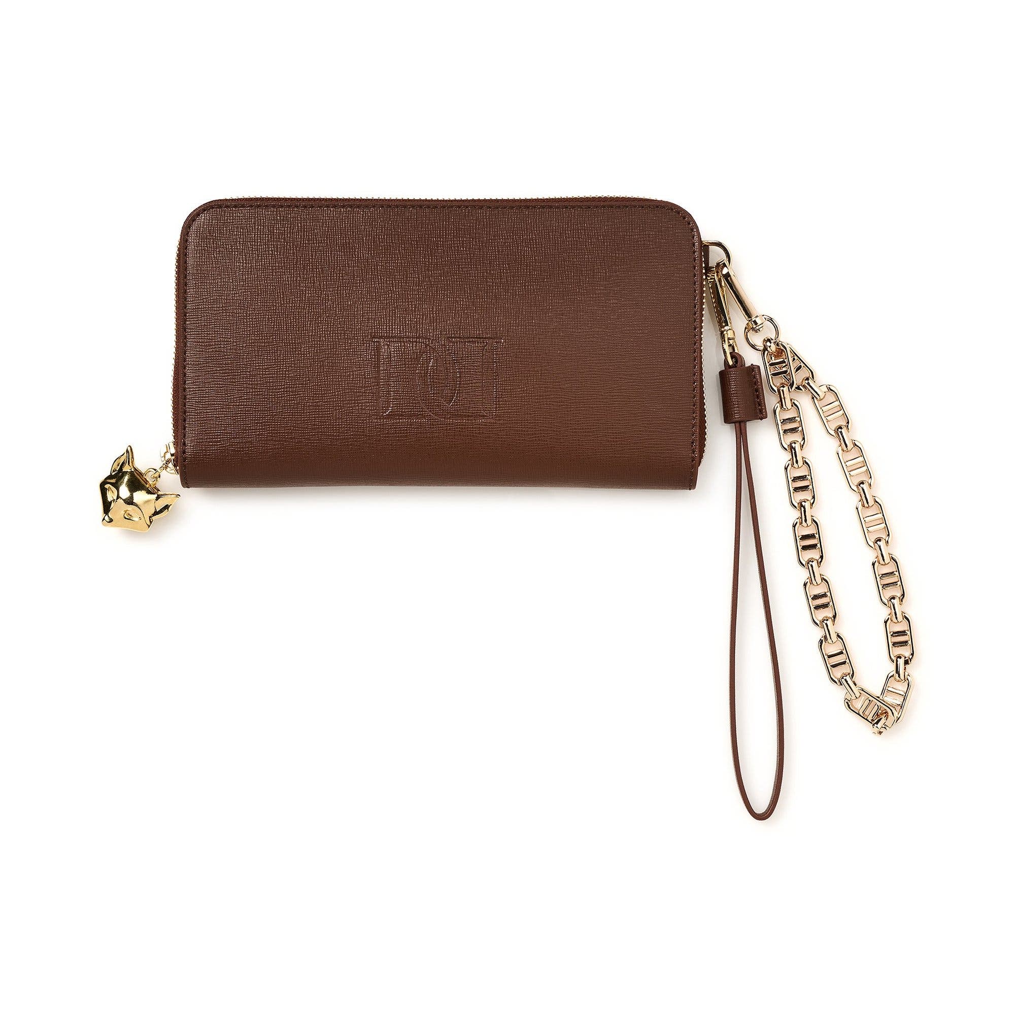 Paris Wallet, Alternate, color, Brown with Gold Wristlet