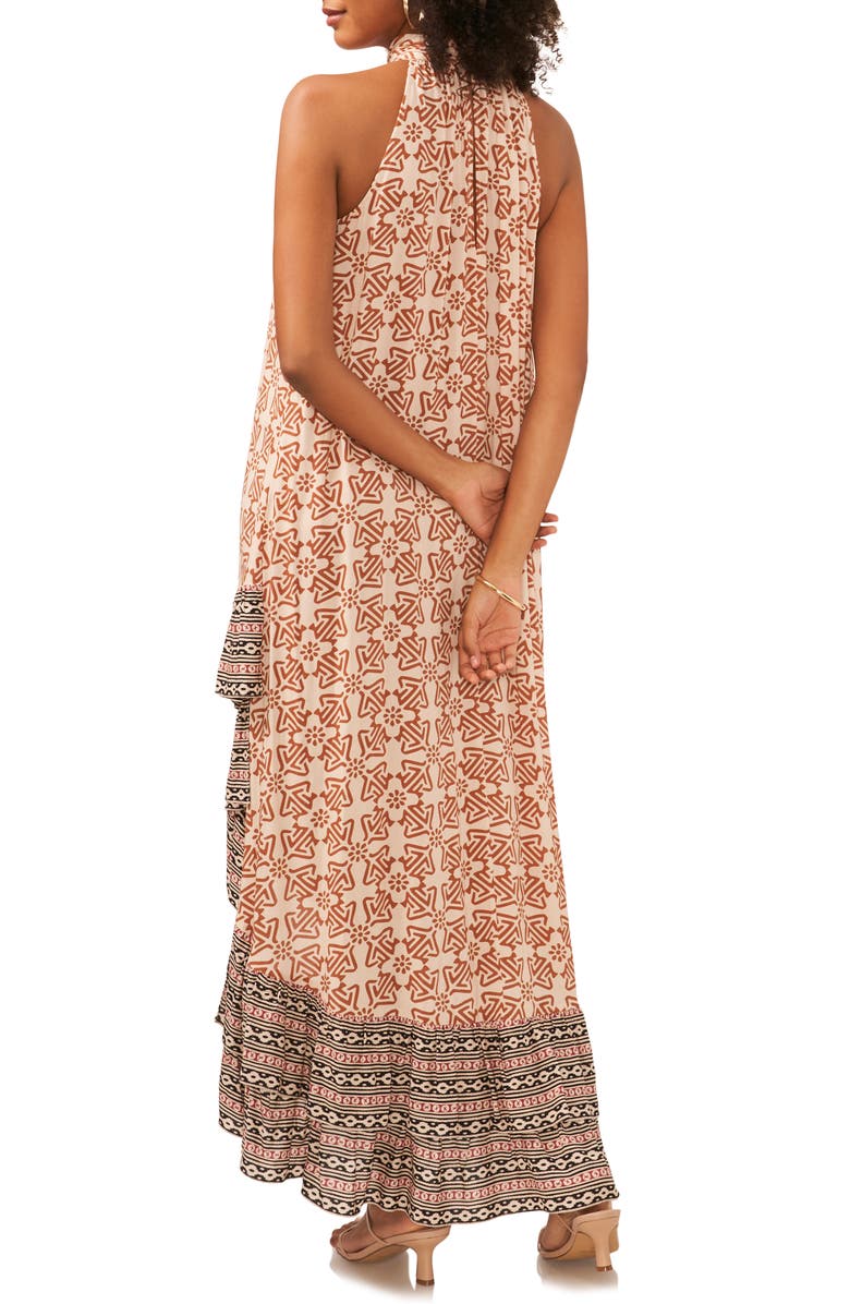Vince Camuto Mixed Print High-Low Halter Dress, Alternate, color, 