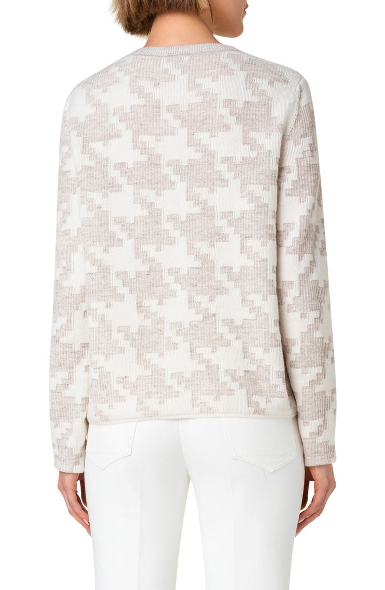 Akris Pixelated Houndstooth Jacquard Crewneck Sweater, Alternate, color, 