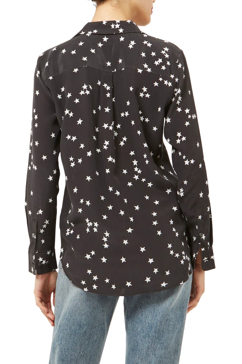 'Starry Night' Silk Shirt, Alternate, color, BLACK