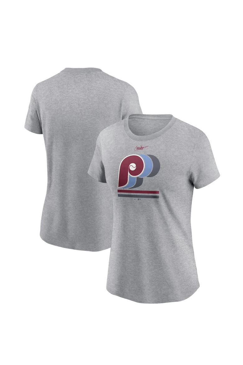 Women's Nike  Heather Gray Philadelphia Phillies Logo T-Shirt, Alternate, color, Heather Gray