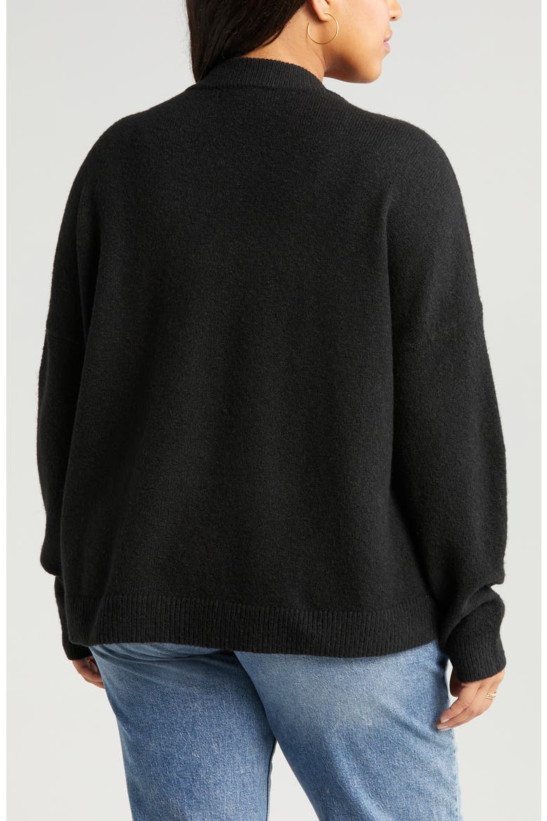 Oversize V-Neck Sweater, Alternate, color, BLACK