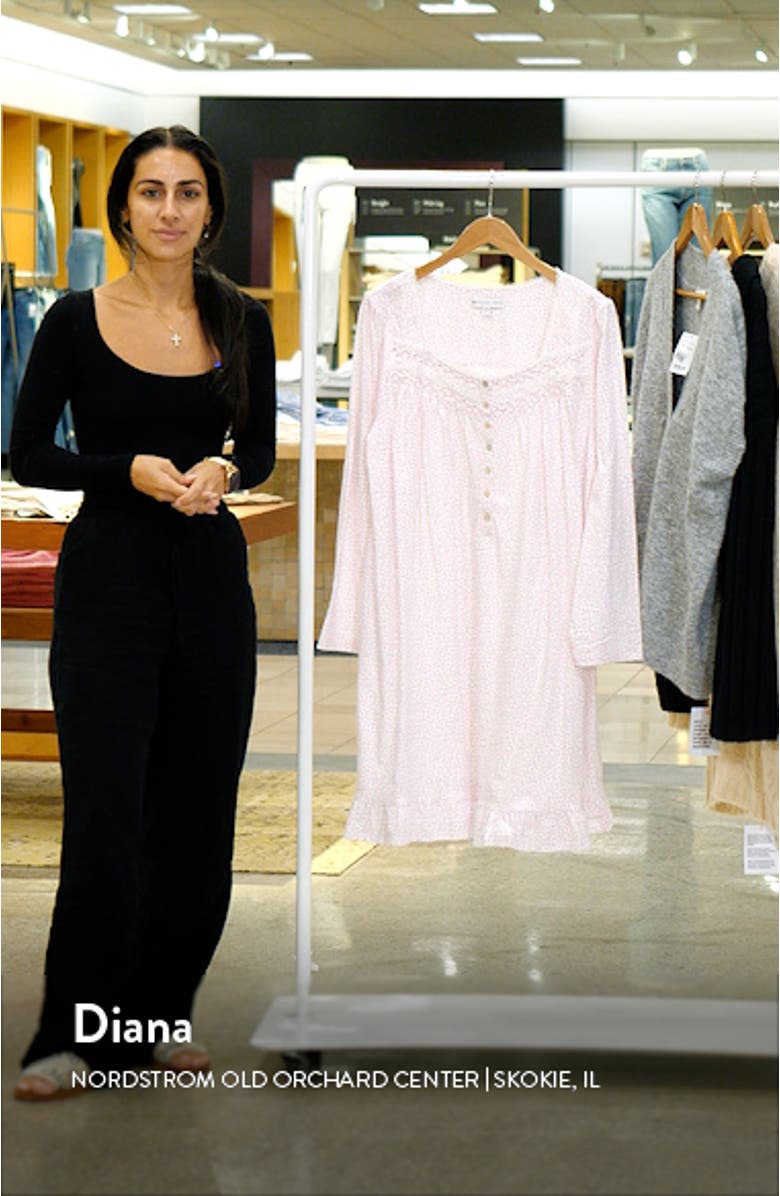 Long Sleeve Cotton Jersey Short Nightgown, sales video thumbnail