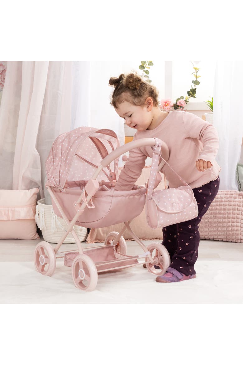 Doll Pram Cosy Play Push Stroller Fits 18" Dolls, Ages 3+, Alternate, color, Multicolored