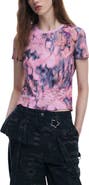 Desigual Floral Embellished Lace Inset Cotton T-Shirt