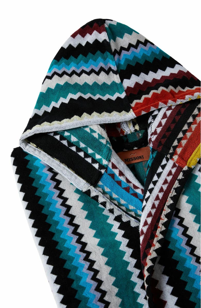 Missoni Home Long Curt Chevron Cotton Terry Hooded Bathrobe, Alternate, color, Multicoloured