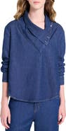 TWP My Maria Foldover Collar Denim Top