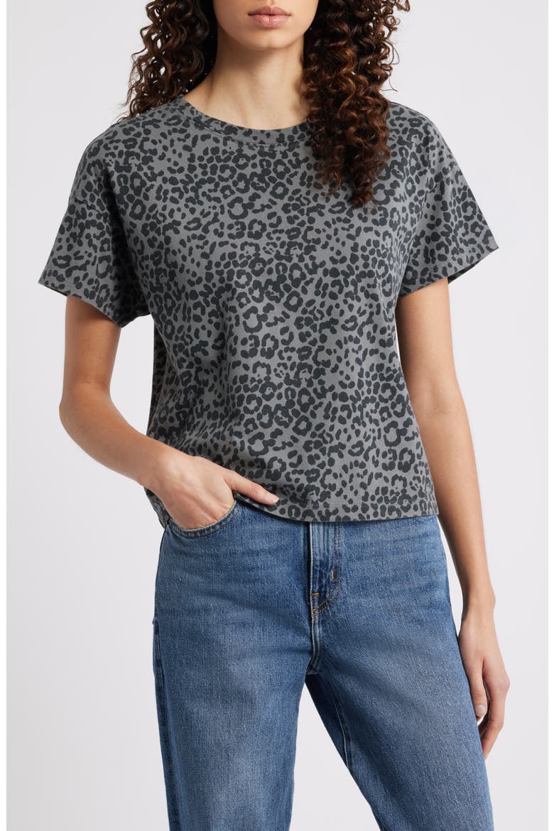 Kelly Leopard Print Cotton Boxy T-Shirt, Main, color, WASHED BLACK