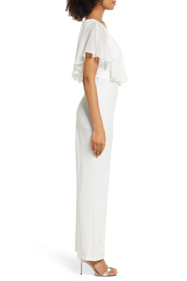 Chiffon Cape Jumpsuit, Alternate, color, IVORY