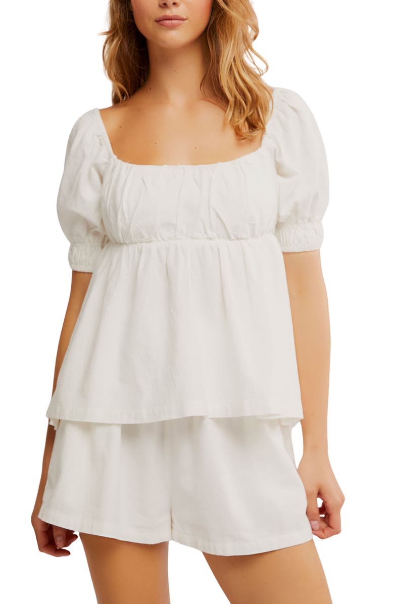 Free People Donnie Cotton Babydoll Top & Shorts Set, Alternate, color, Optic White