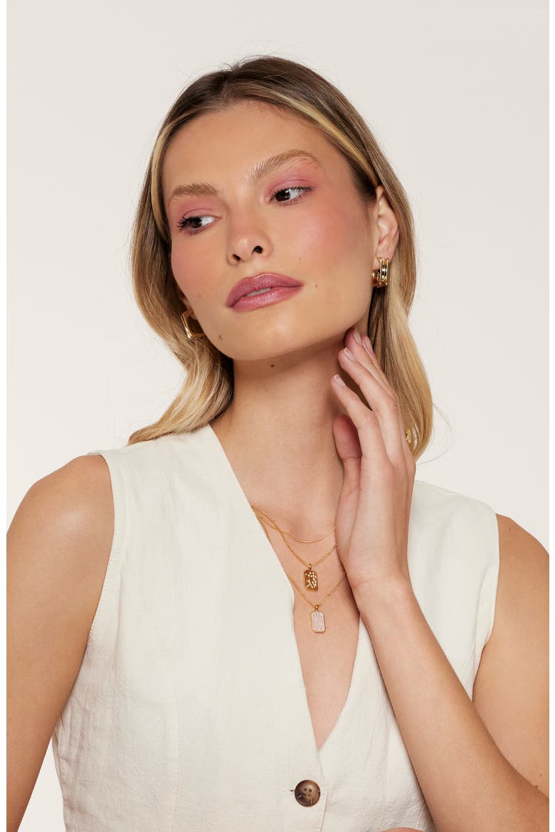Golden Glow Square Earrings, Alternate, color, GOLD