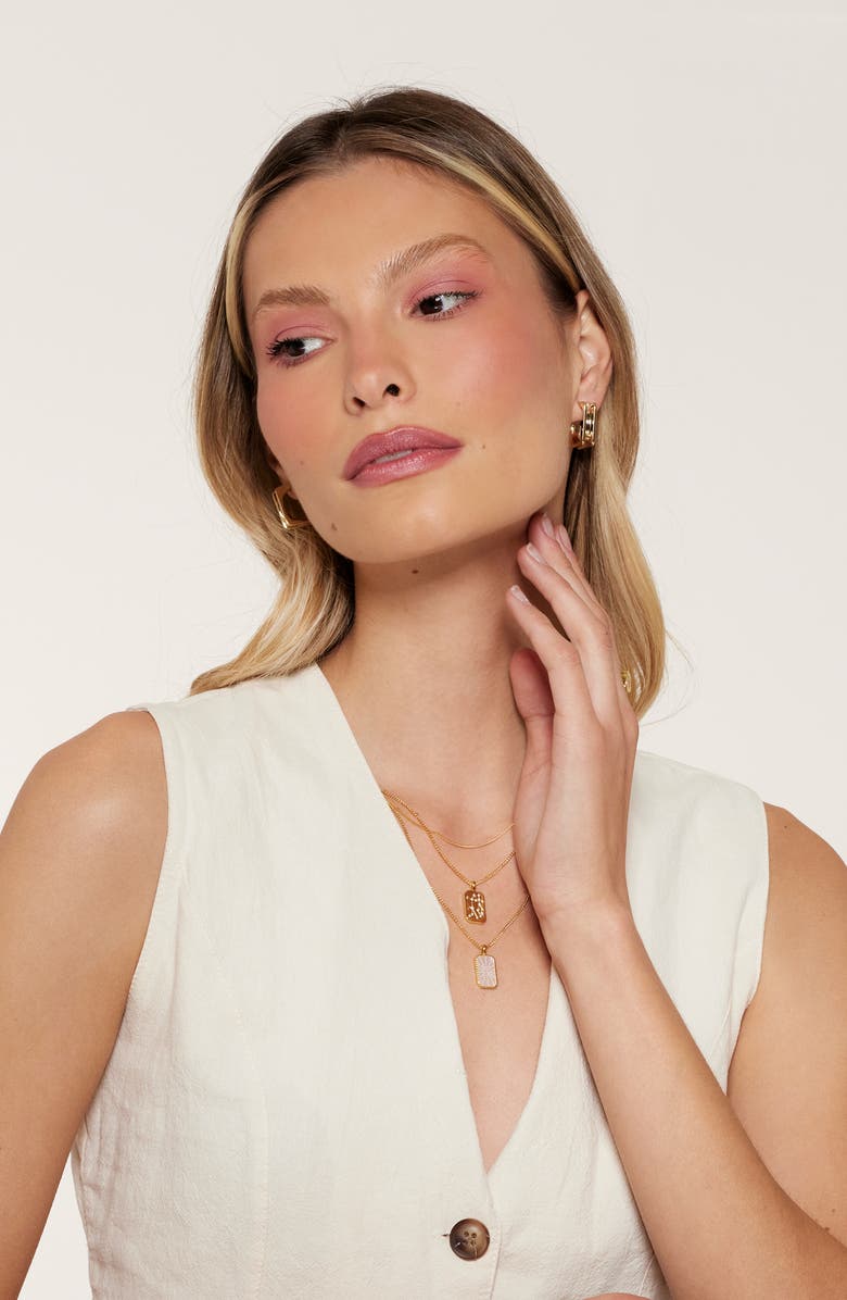 LA MENO Golden Glow Square Earrings, Alternate, color, Gold