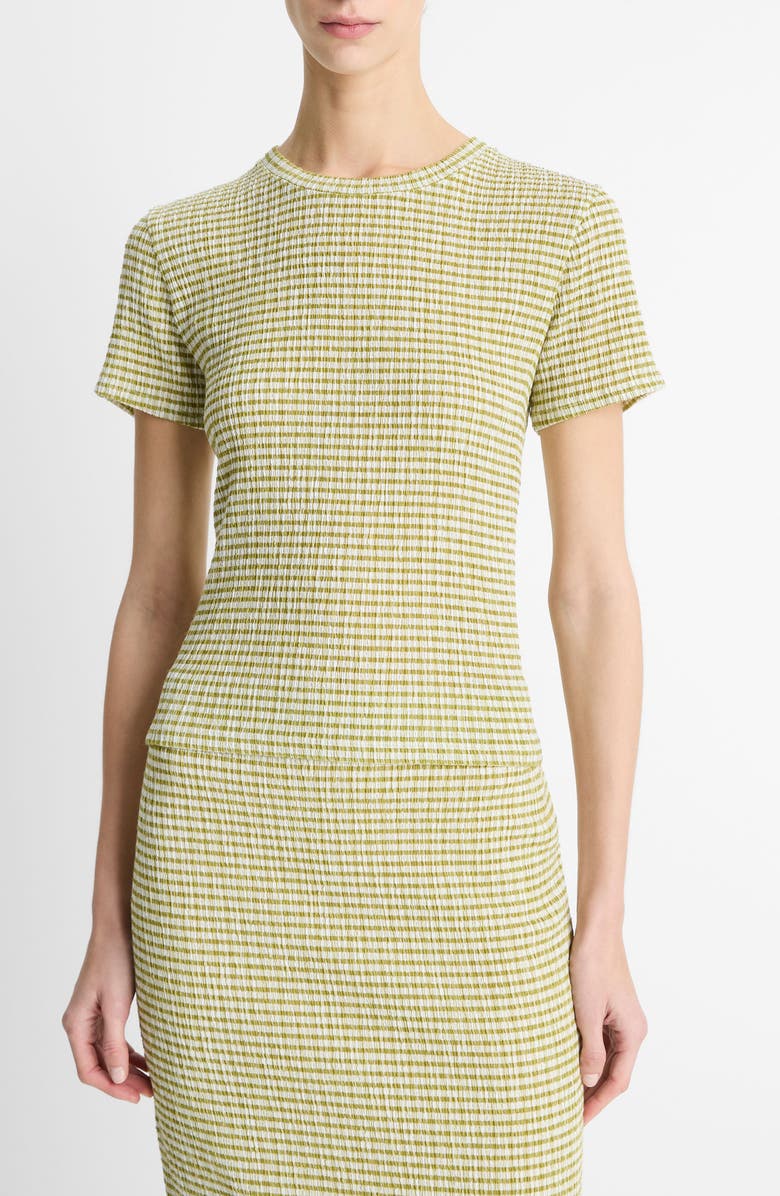 Vince Smocked Gingham T-Shirt, Main, color,
