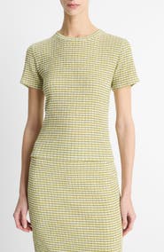 Vince Smocked Gingham T-Shirt