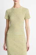 Vince Smocked Gingham T-Shirt