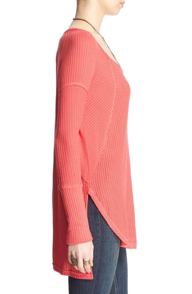 Free People 'Ventura' High/Low Thermal Top, Alternate, color, Poppy