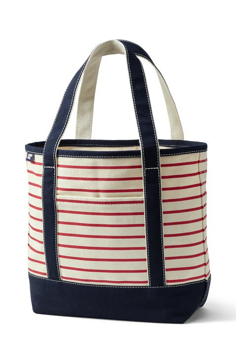 Lands’ End Canvas Open Top Tote Bag  Regular & Long Handle Carry All - Stylish  for Work  Travel  Beach  Errands  Great Gift