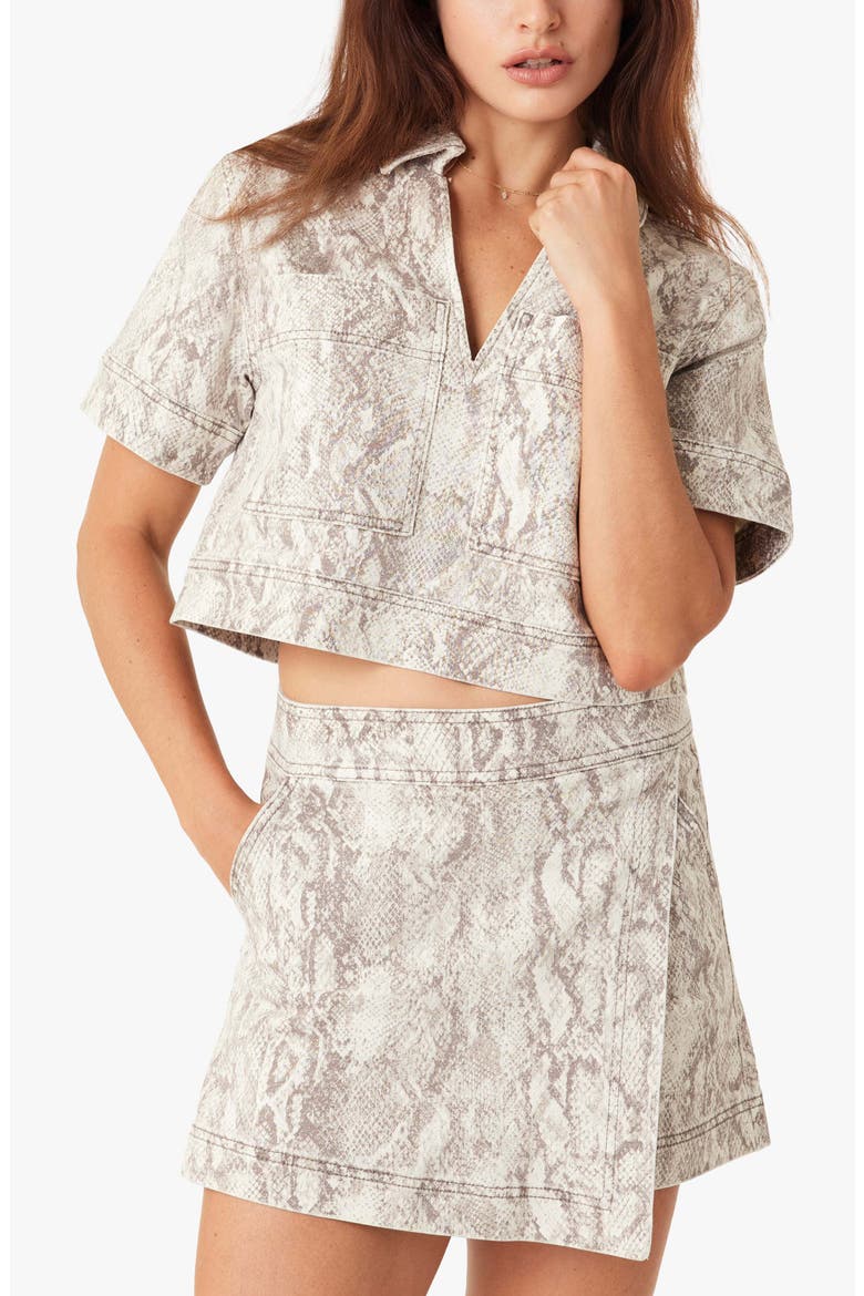 Snakeskin Print Denim Crop Top, Alternate, color, SNAKE PRINT