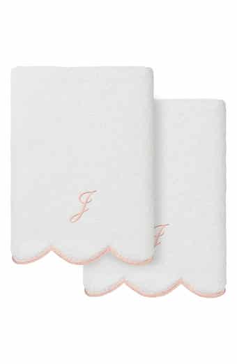 Adornia Scallop Set of 2 Monogram Hand Towels