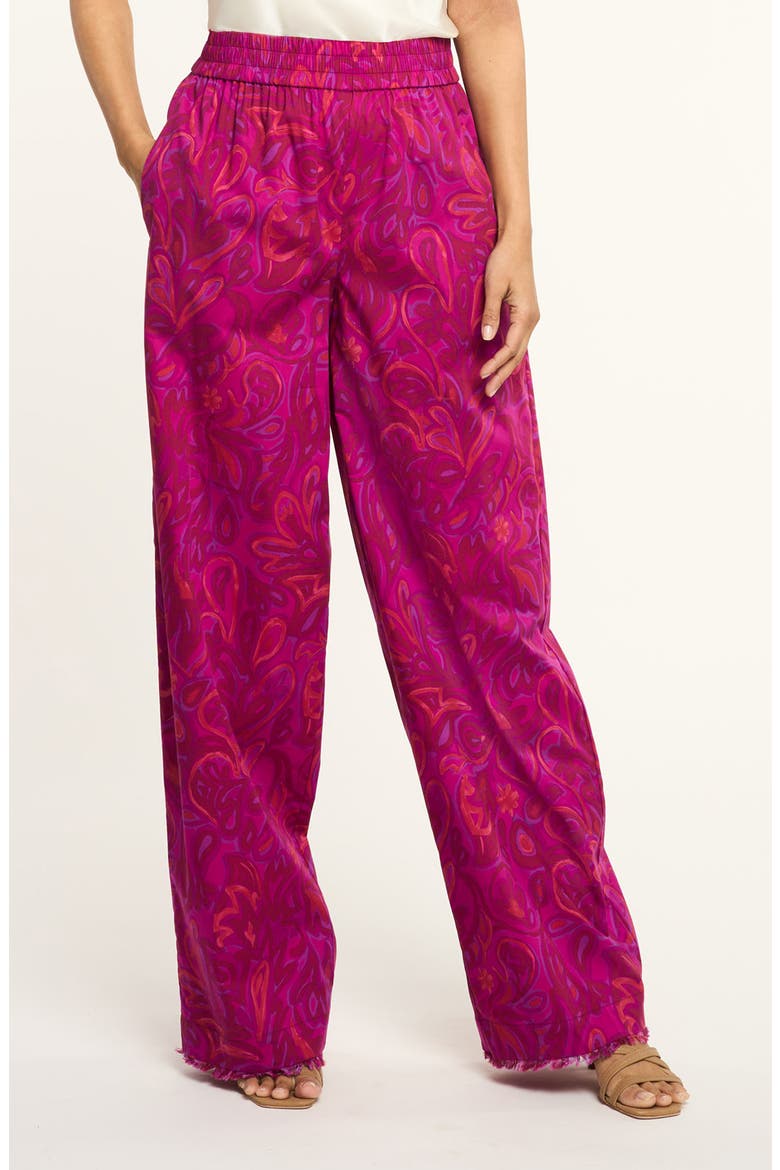 Ibbie Paisley Bloom Cotton Blend Pants, Main, color, PURPLE GARNET MULTI
