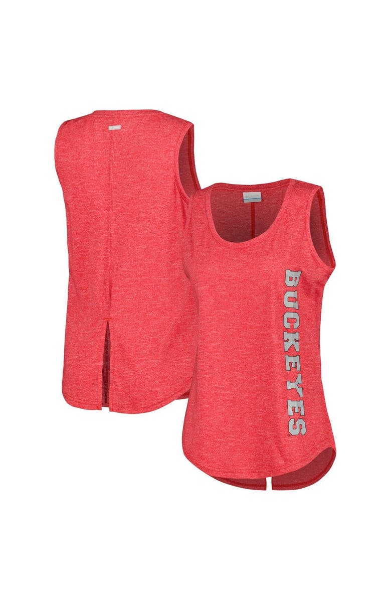 Columbia Women's Columbia  Scarlet Ohio State Buckeyes Cades Cape Omni-Wick Tri-Blend Tank Top, Alternate, color, 