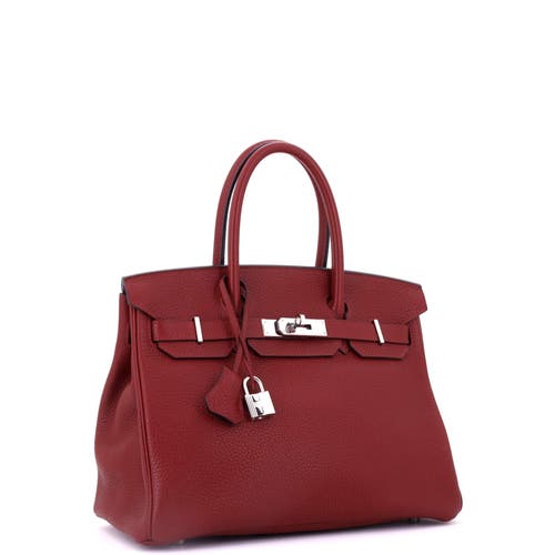 Pre-owned Hermes Hermes Birkin Handbag Red Togo With Palladium Hardware 30 In Burgundy