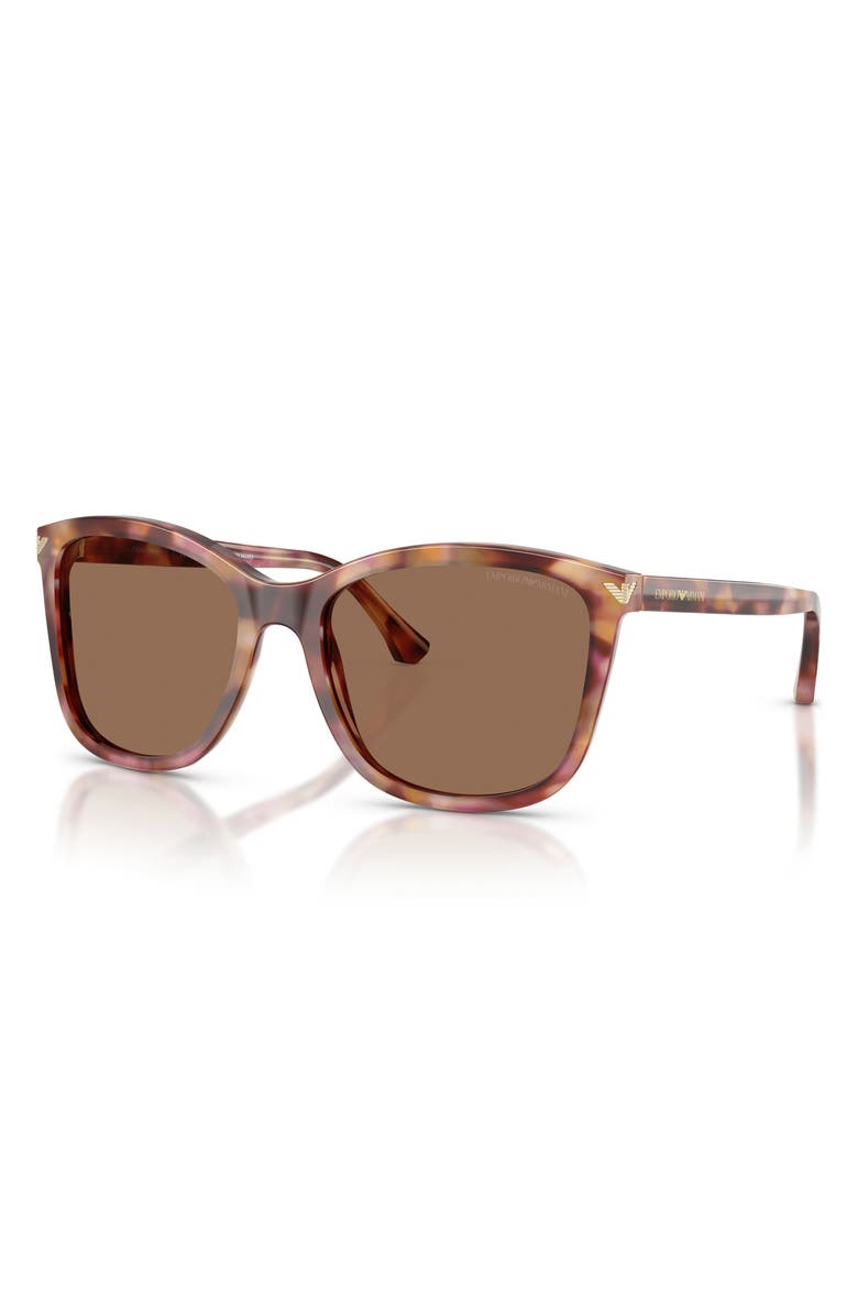 Emporio Armani 56mm Gradient Square Sunglasses, Alternate, color, Shiny Havana Red / Dark Brown