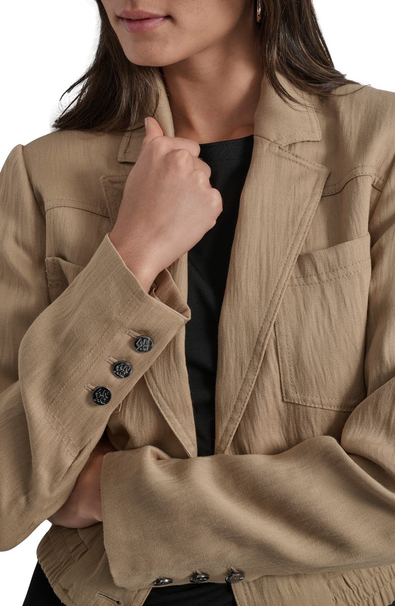 DKNY Crop Blazer, Alternate, color, Travertine