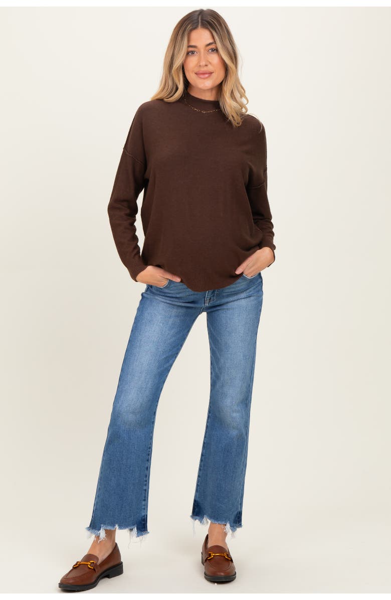 PinkBlush Fray Hem Cropped Flare Maternity Jeans, Main, color, Blue