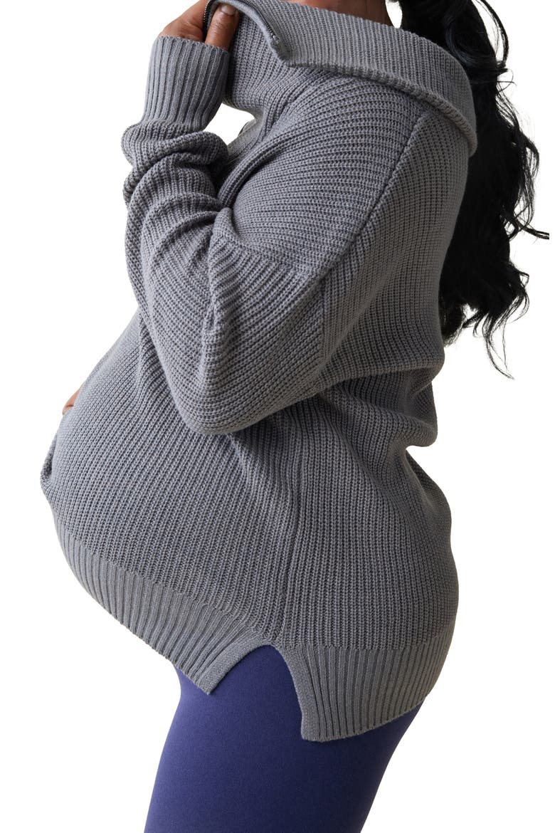 Quarter Zip Maternity Sweater, Alternate, color, DARK GRAY