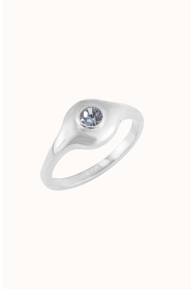 Stone Pinky Ring, Main, color, Light Sapphire / White Silver