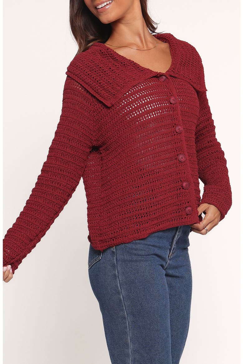 Lyra Sheer Cardigan, Alternate, color, BURGUNDY