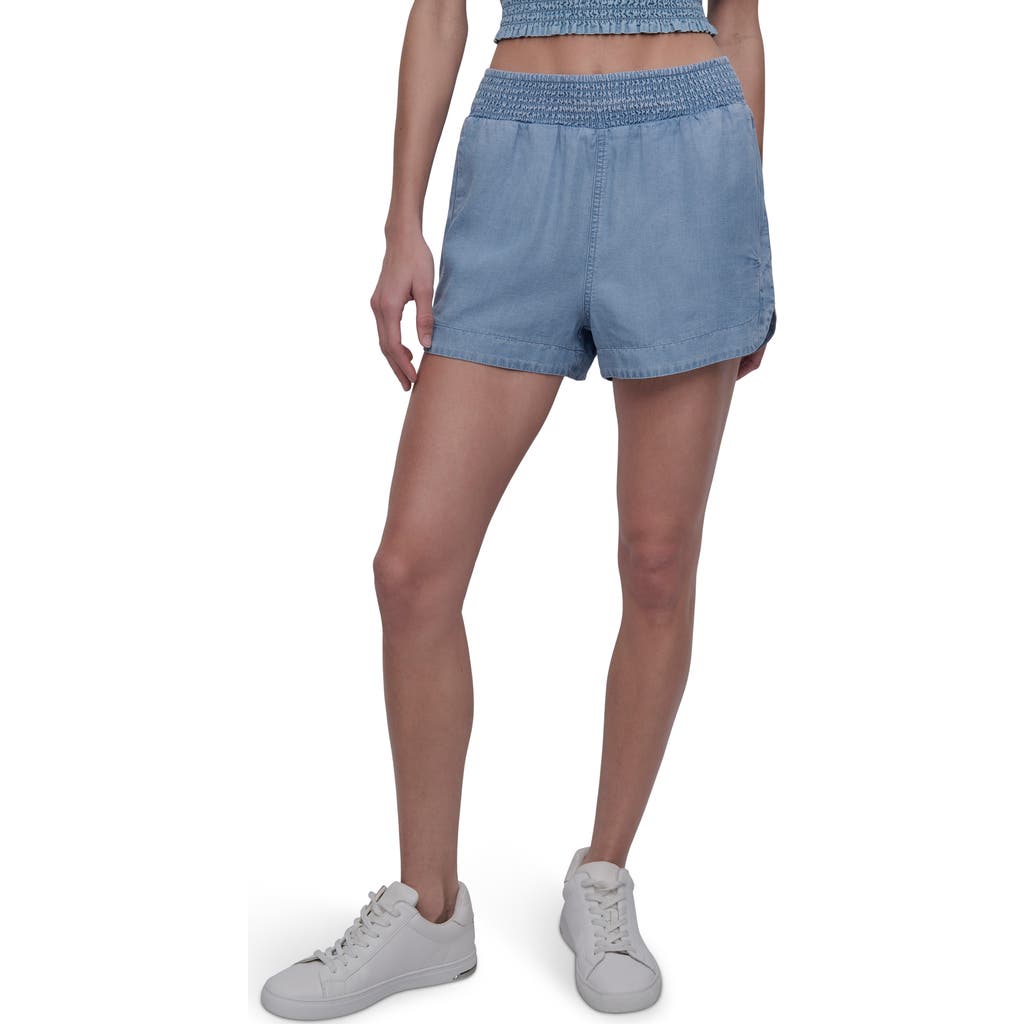 Shop Dkny Jeans Garment Dyed Shorts In Chambray