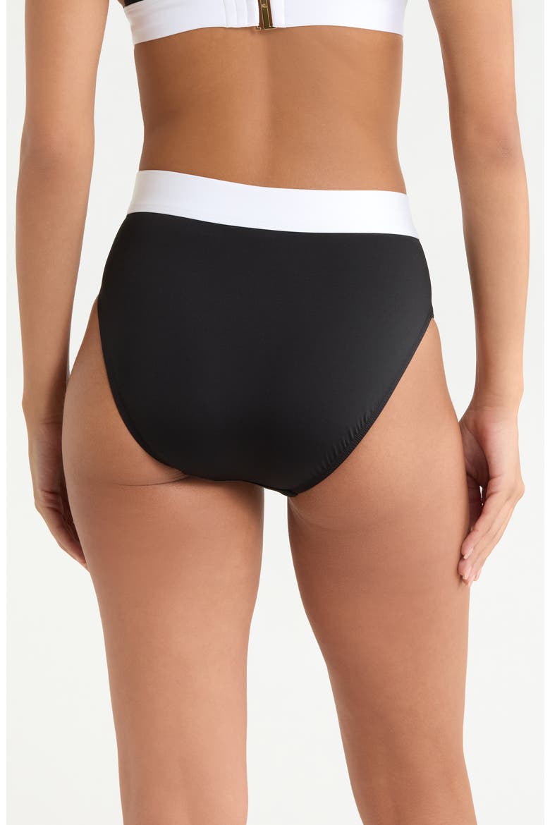 Banded High Waist Swim Briefs, Alternate, color, BLACK